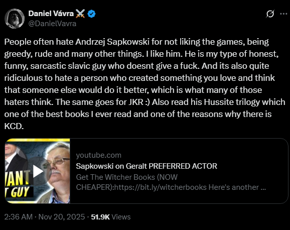 Główny twórca broni Andrzeja Sapkowskiego. Twórcy Kingdom Come Deliverance spoglądają na trylogię husycką?