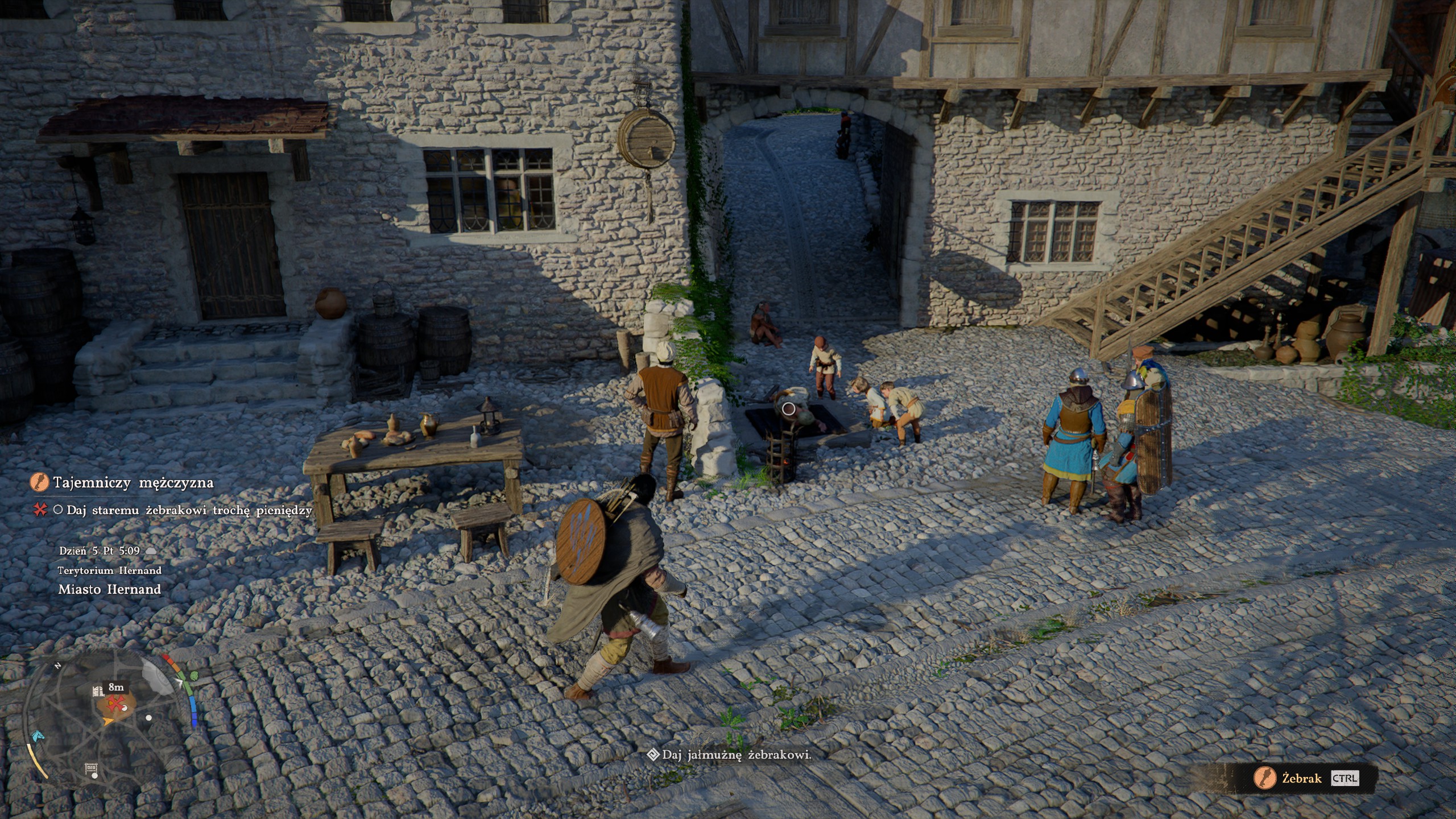 Crimson Desert - Tajemniczy mężczyzna: żebrak, pieniądze, jałmużna