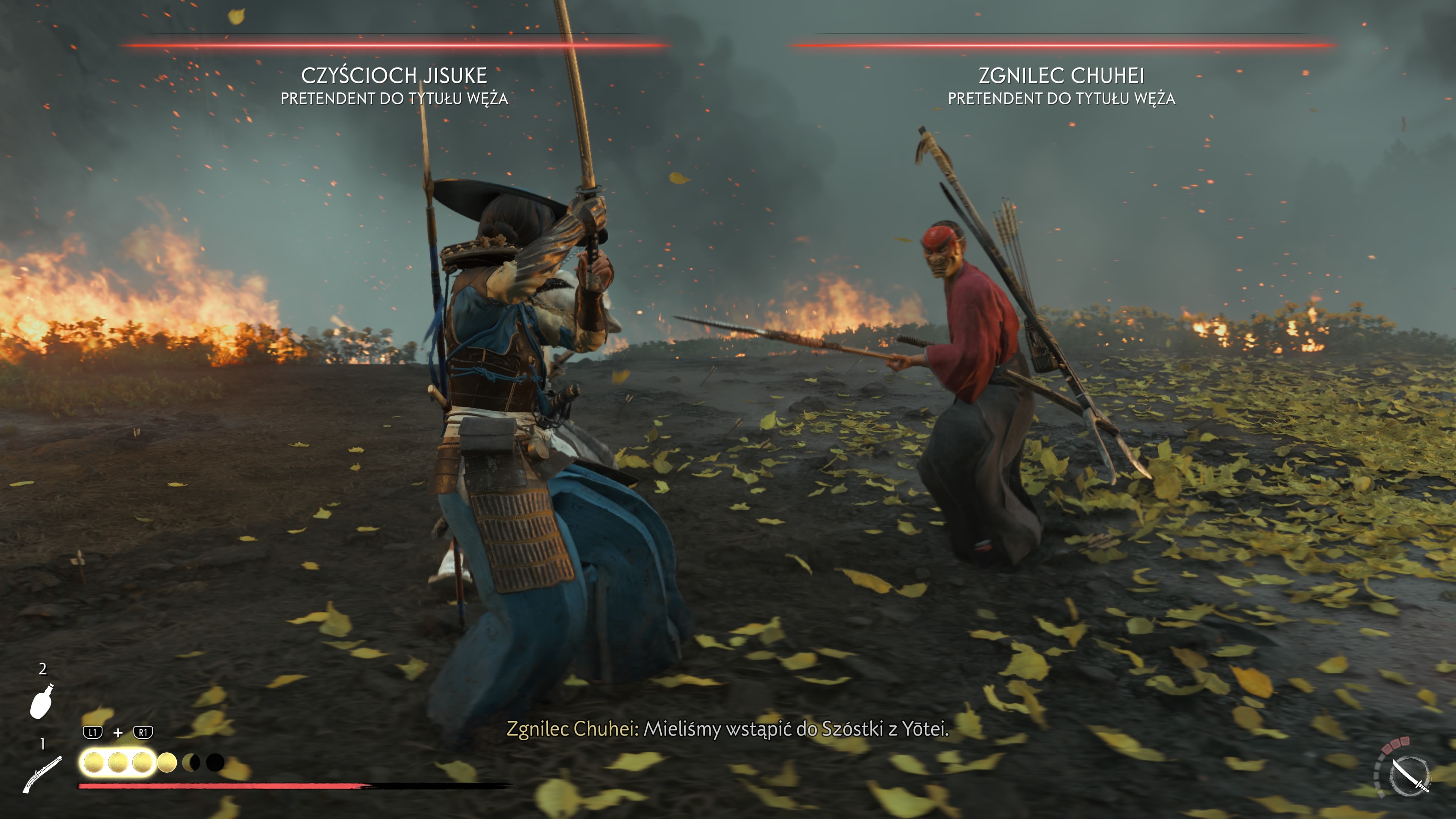 Ghost of Yotei Echoes of Sekigahara - Kres snu: Czarna Gwardia, wozy, złoto, Chuhei, Jisuke, koniec DLC