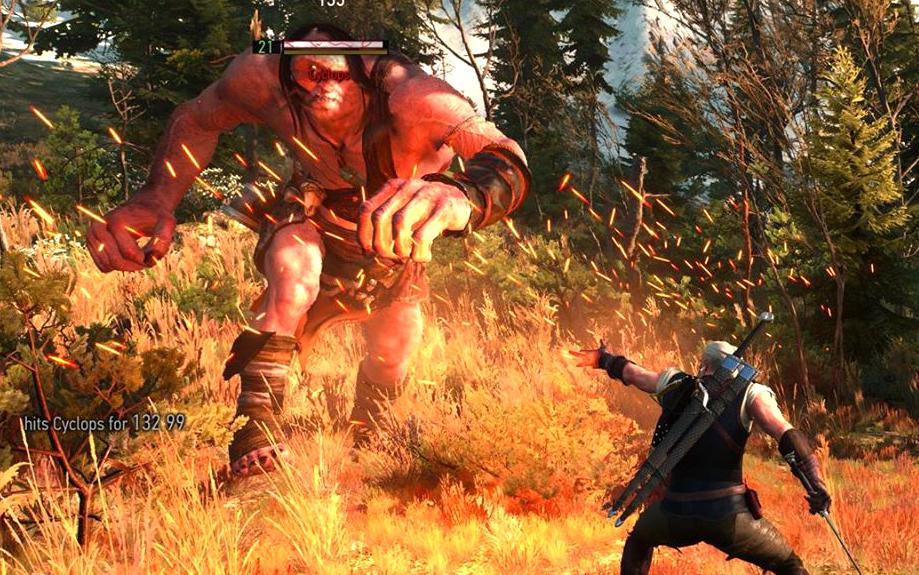 Geralt walczy z cyklopem i odwiedza łaźnię - grafiki z Wiedźmin 3: Dziki Gon