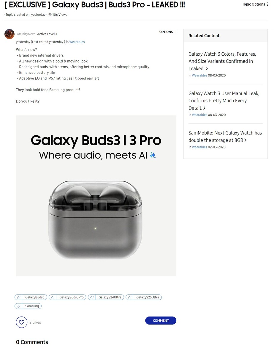 Samsung Galaxy Buds3 i Buds3 Pro - wyciek