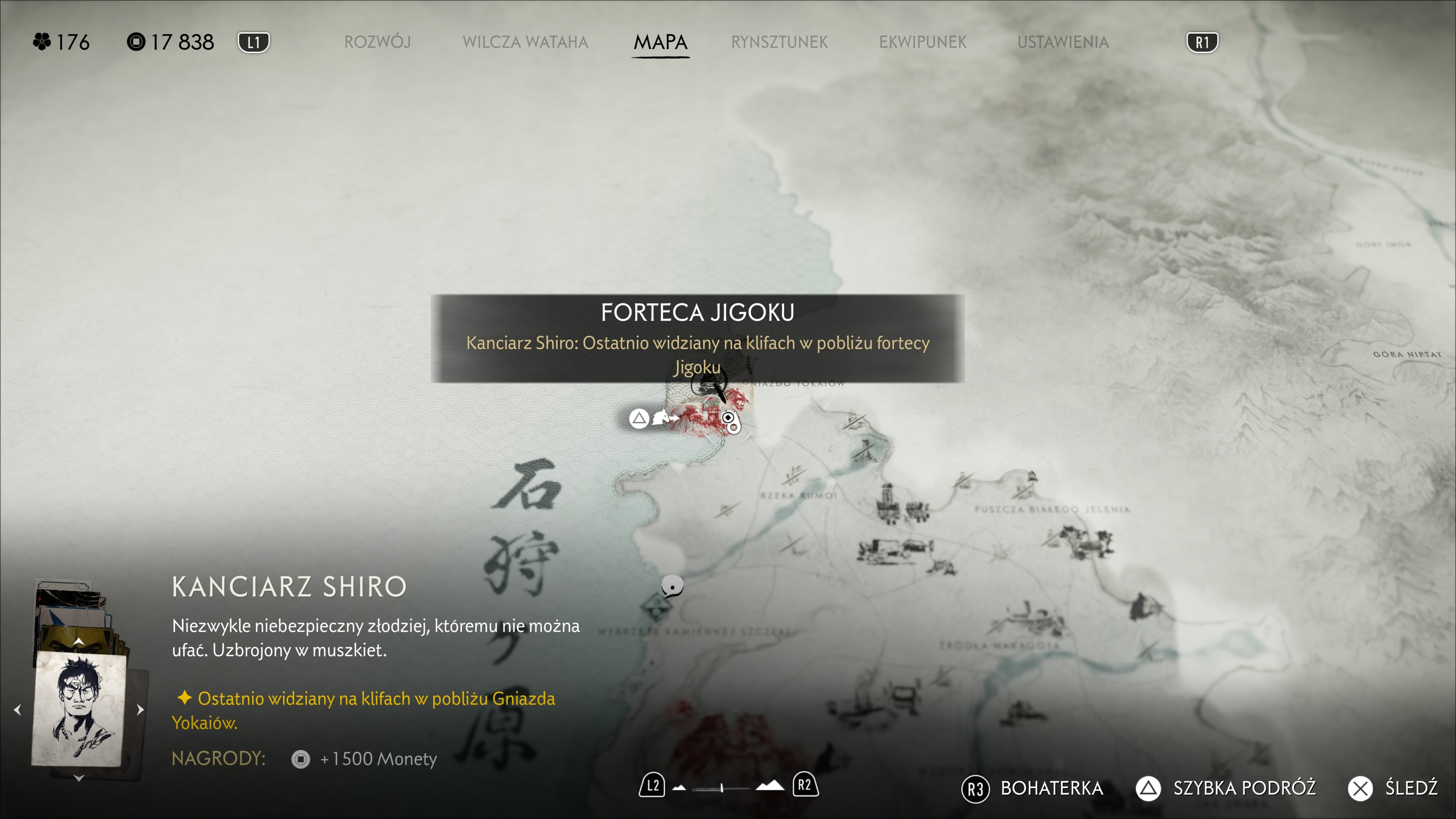 Ghost of Yotei - Kanciarz Shiro: forteca, gniazdo Yokaiów, skarb, dowódca