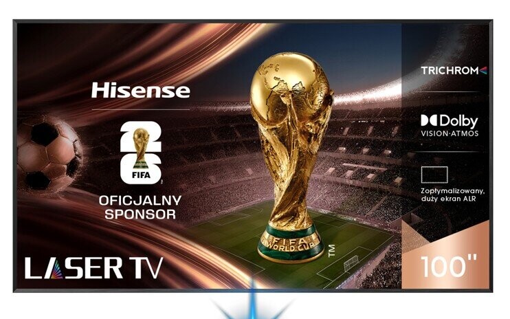 100-calowy telewizor Hisense z LASER TV i 4K, Dolby Atmos oraz Vision za 8990 zł zamiast 12899 zł