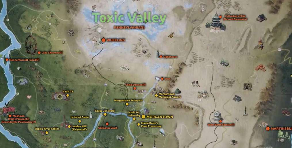 Fani stworzyli mapę Fallouta 76 na podstawie udostępnionych informacji