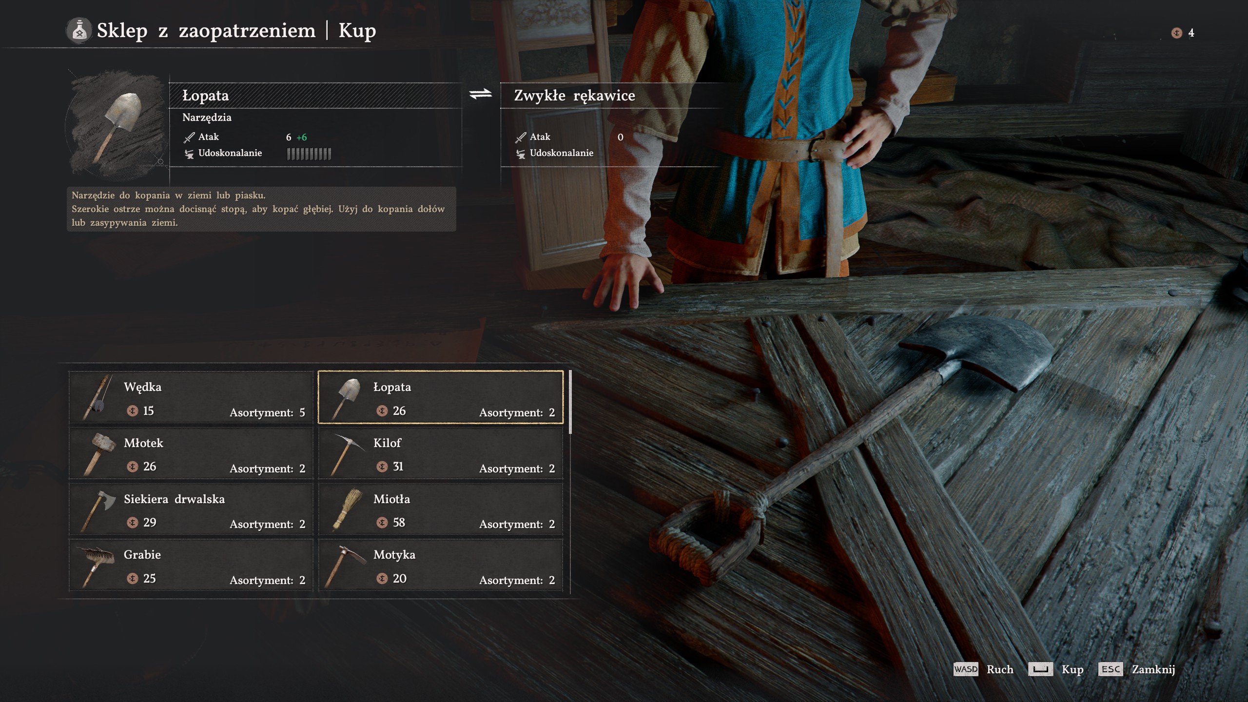 Crimson Desert - Narzędzia: łopata, młotek, kilof, siekiera, miotła, za co odpowiadają?