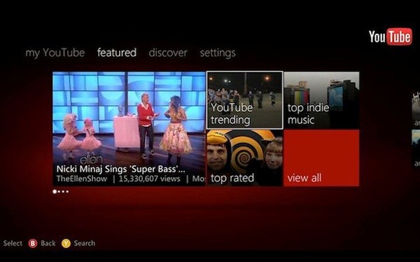 Serwis YouTube dostępny na Xbox LIVE