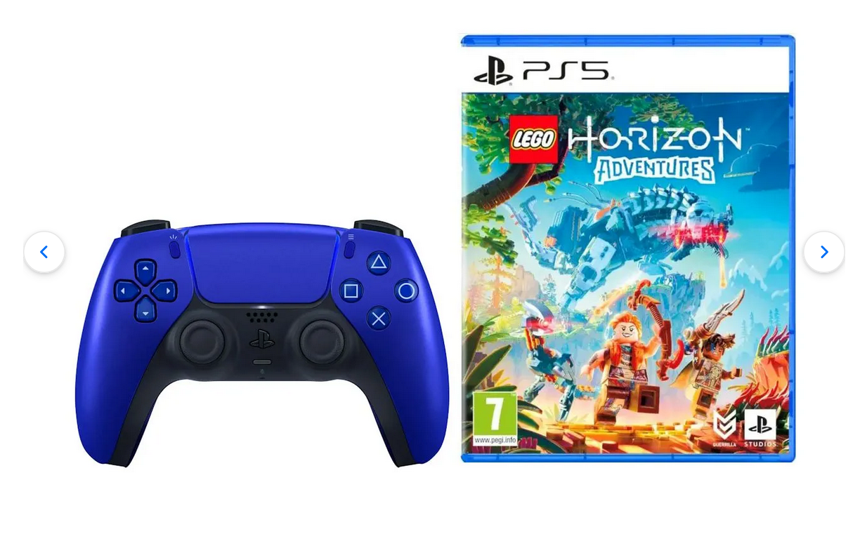 Dobre oferty na pady DualSense - kobaltowy z LEGO Horizon Adventures za 289 zł, czarny z kablem za 229 zł