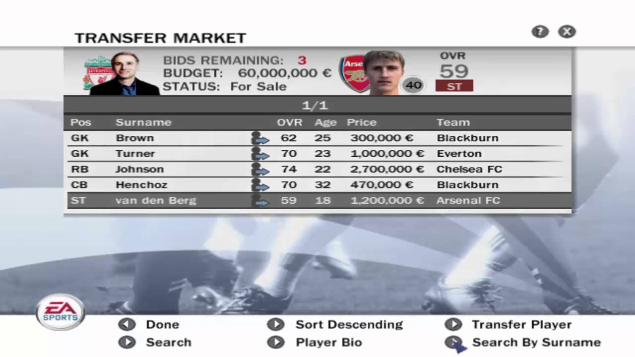 Tryb menadżera - FIFA 2008