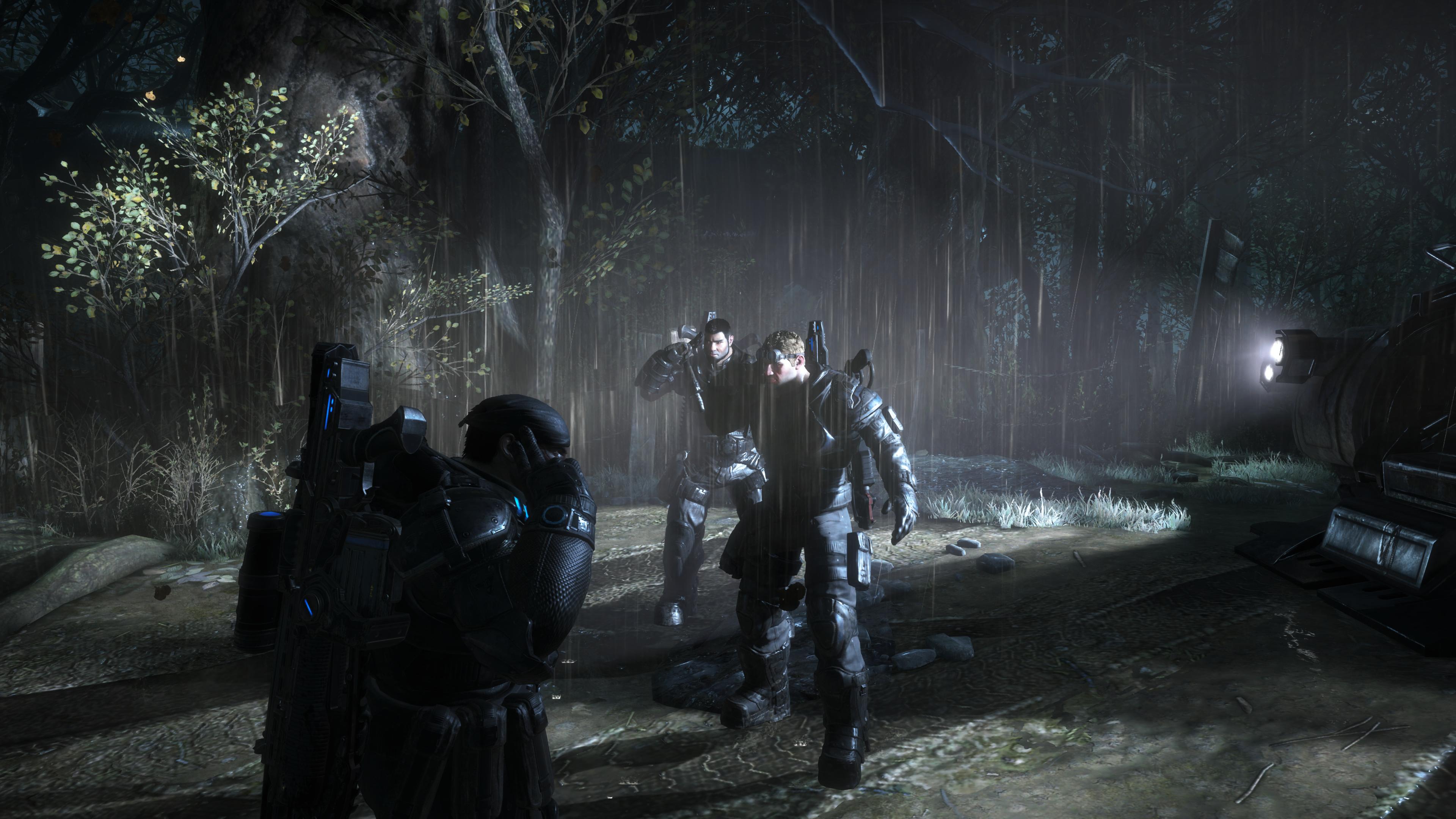 Gears of War: Reloaded - recenzja gry - PS5 - ekipa w deszczu