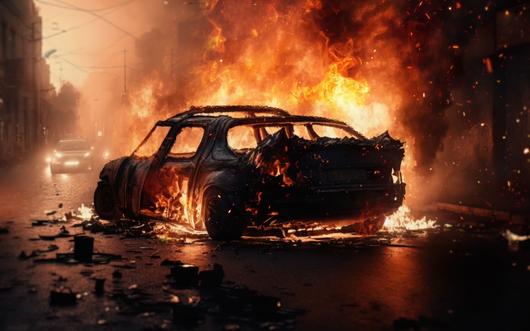 Francja zamieszki spalony samochód
