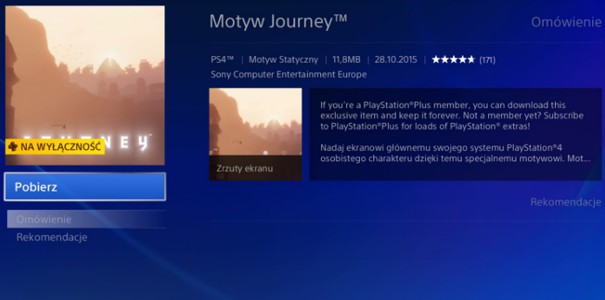Piękna muzyka urozmaica darmowy motyw z Podróży dla PlayStation 4