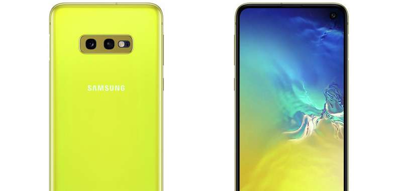 Samsung Galaxy S10e w kanarkowożółtym kolorze na renderach