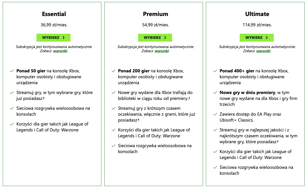 Xbox Game Pass ceny w Polsce