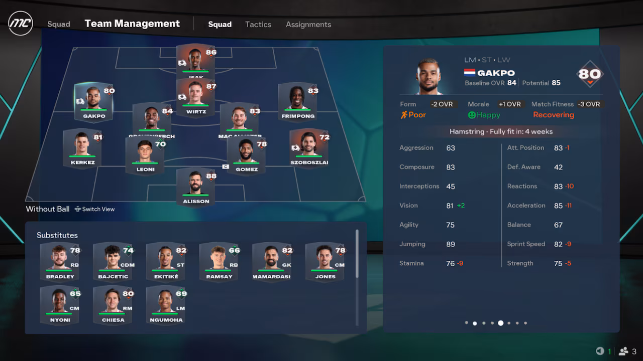 EA Sports FC 27 - Kondycja piłkarzy, ryzyko urazów, kontuzje, zarządzanie