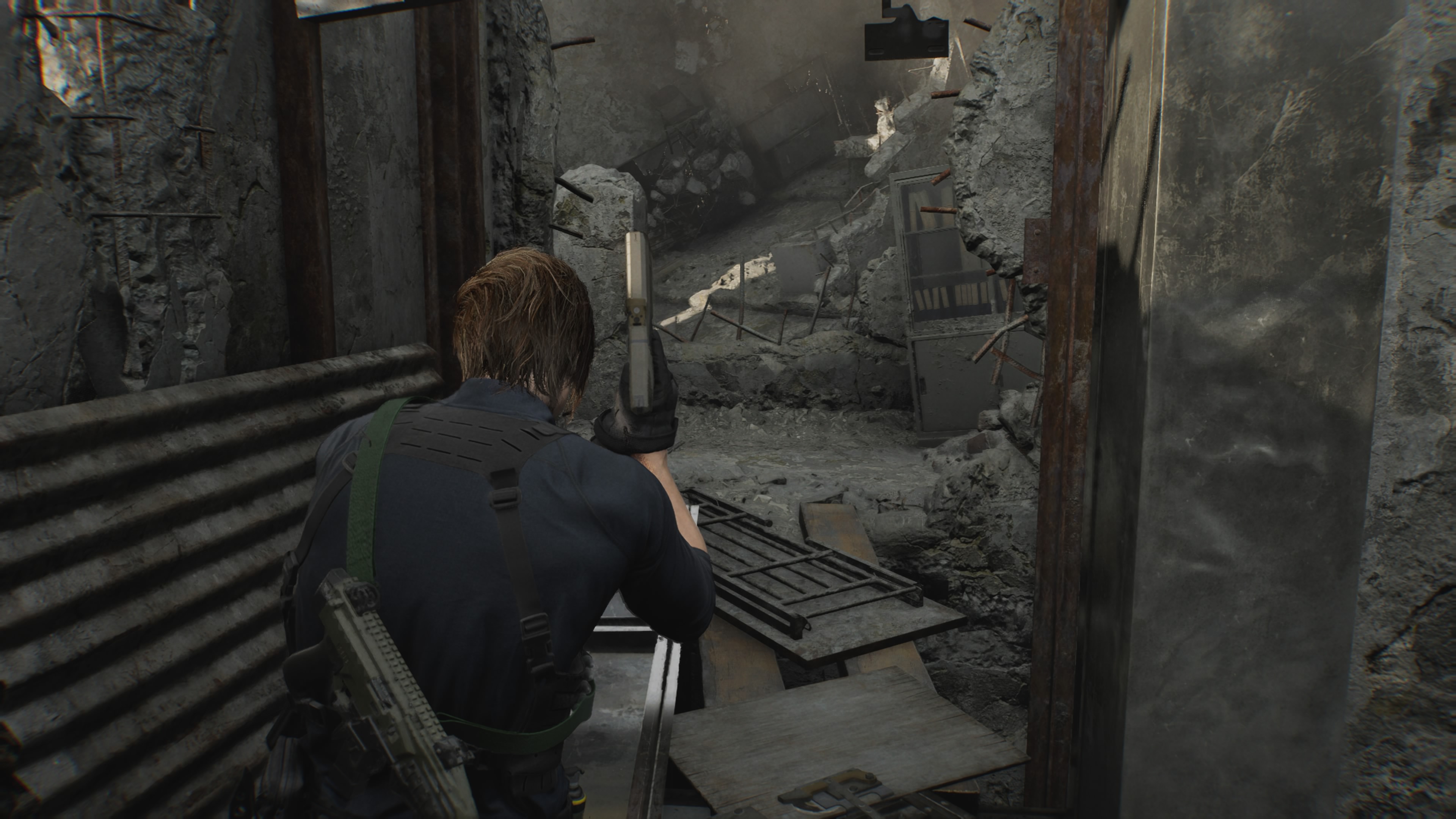 Resident Evil Requiem - Leon: Wieża Willisa, przekaźnik, szyby, winda, brama, detonator, motocykl, psy Victora