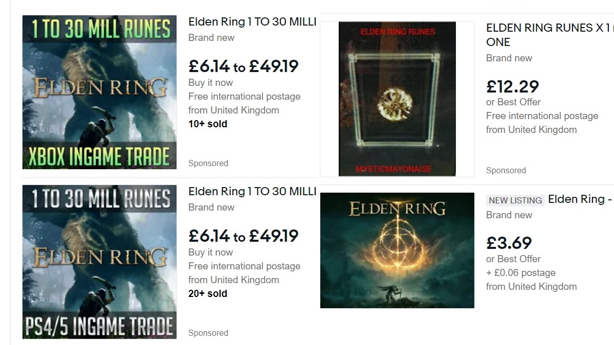 Elden Ring runy ebay