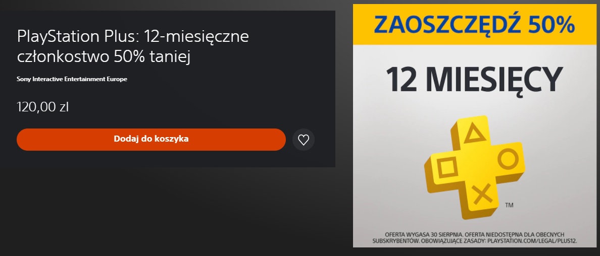 PS Plus w dużej promocji! Abonament na 12 miesięcy z 50% rabatem