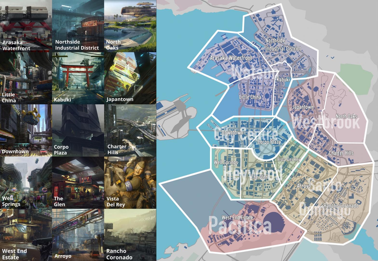 Cyberpunk 2077 – mapa odtworzona przez graczy. Fani wyszczególnili 15 dzielnic