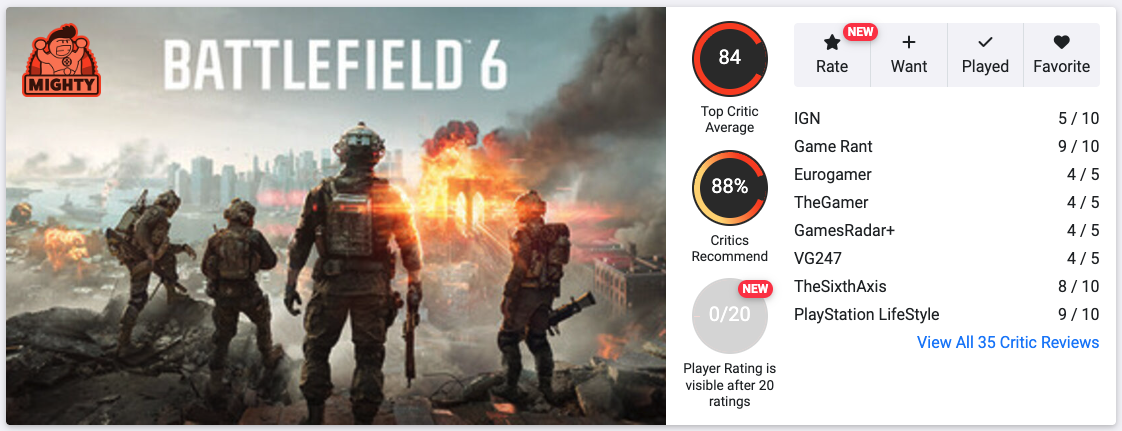 Battlefield 6 Opencritic