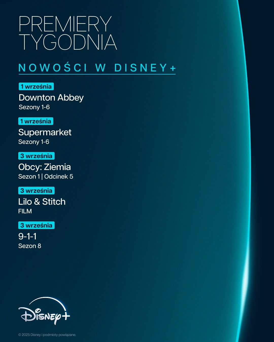 Disney + premiery tygodnia wrzesień 2025