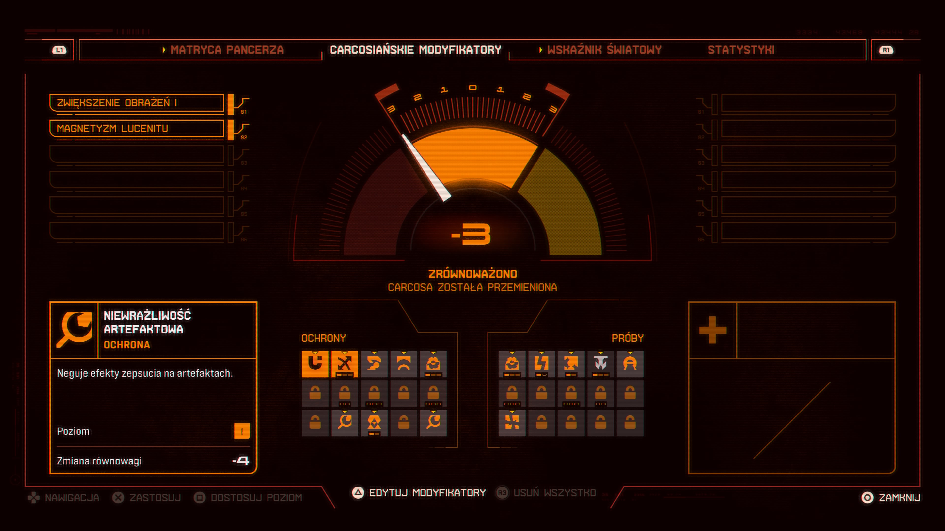 Saros - Carcosiańskie modyfikatory ochrony i próby: jak działa poziom?