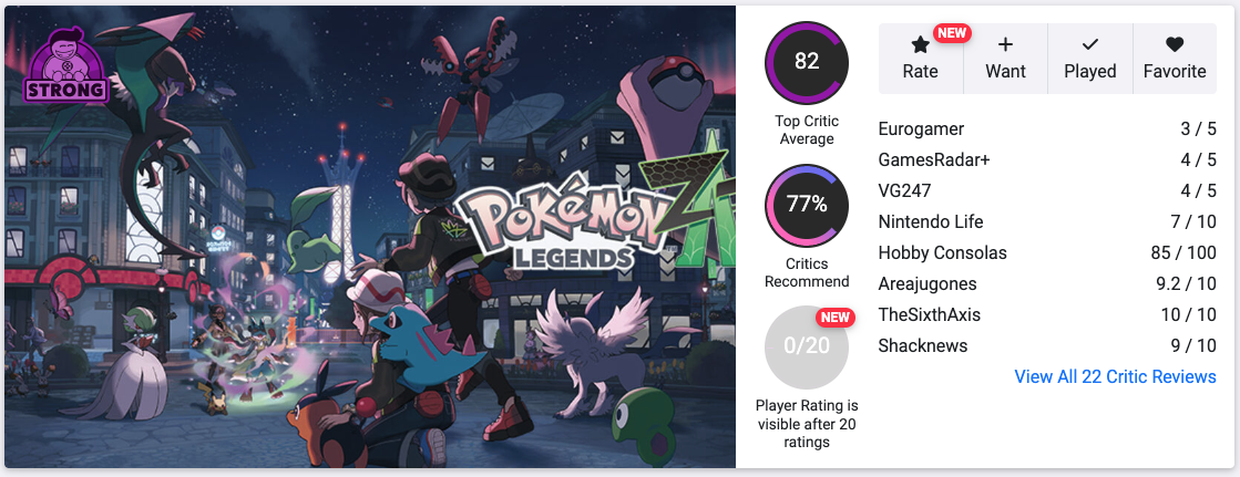 Pokemon Legends: Z-A recenzje