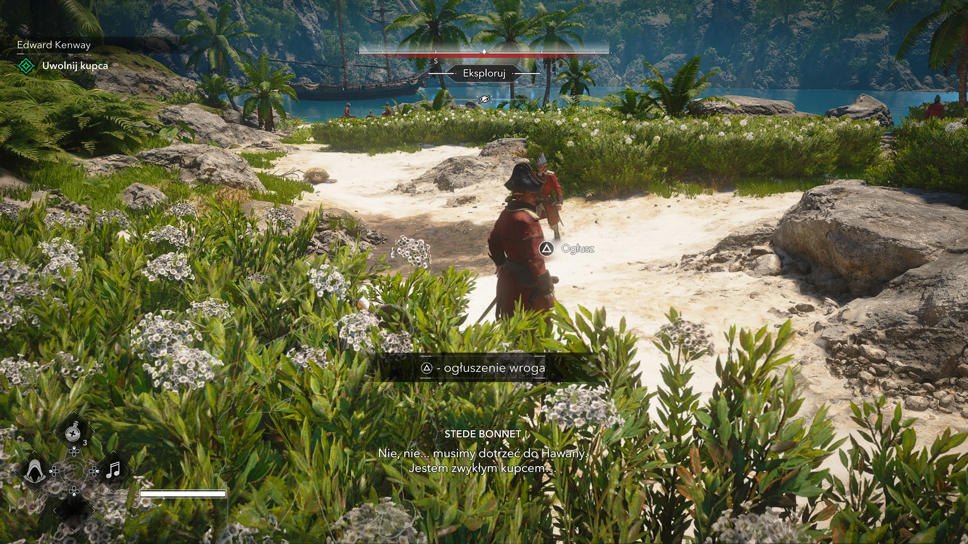 Assassin's Creed Black Flag Resynced - Edward Kenway: statek, brzeg, Asasyn Duncan, kupiec Stede