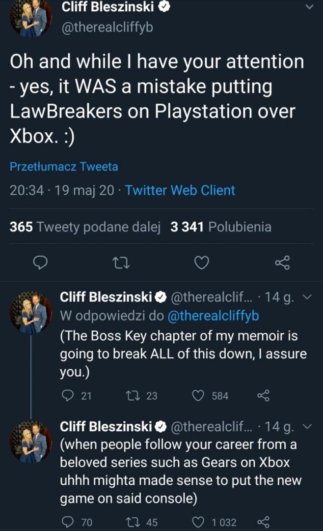 LawBreakers na PS4 było błędem. Cliff Bleszinski stwierdza, że lepiej było wydać grę na Xboksa One