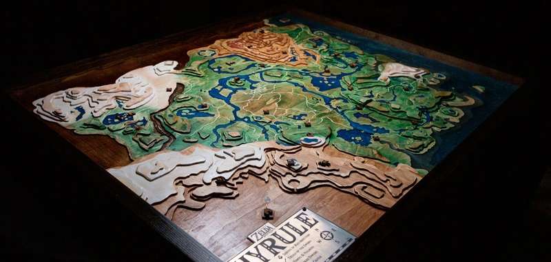 The Legend of Zelda: Breath of the Wild. Topograficzna mapa Hyrule wykonana z drewna