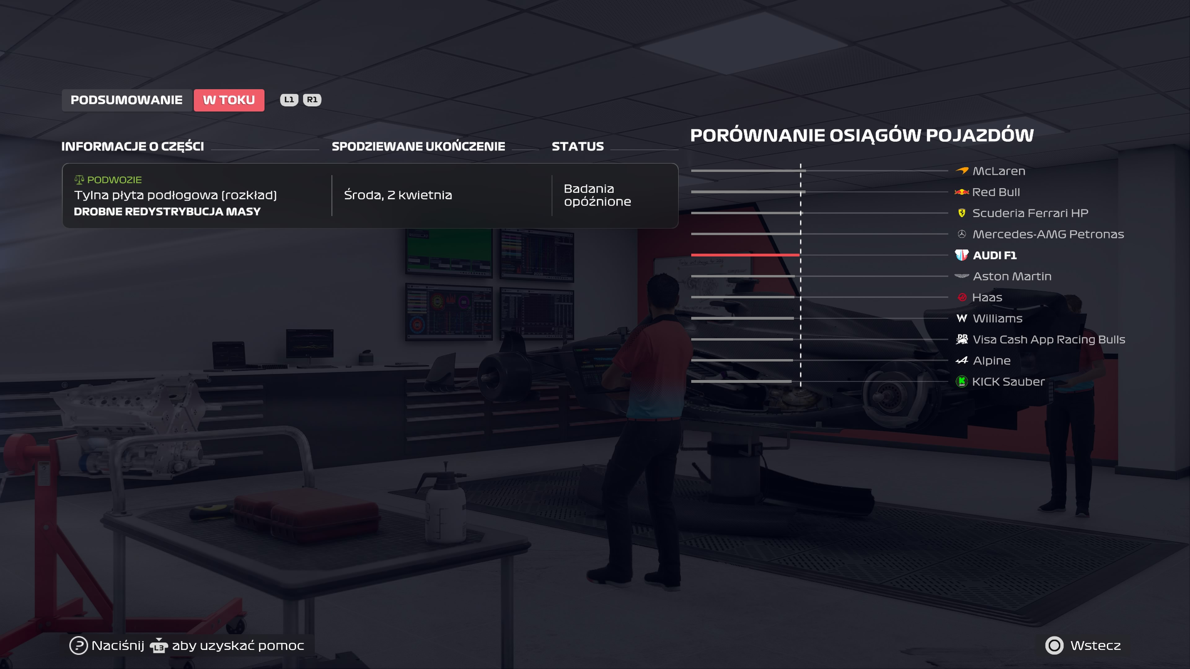 F1 25 - Badania, komponenty i rozwój bolidu w MyTeam: ulepszenia, produkcja, zarządzanie częściami