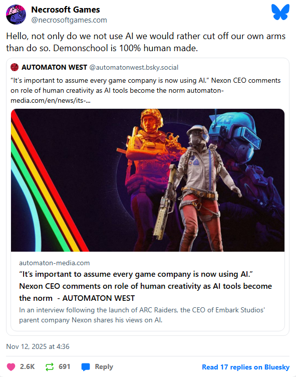 ARC Raiders: "wszyscy korzystają teraz z AI". Twórcy niezależni przy swoim: "wolelibyśmy obciąć sobie ręce"