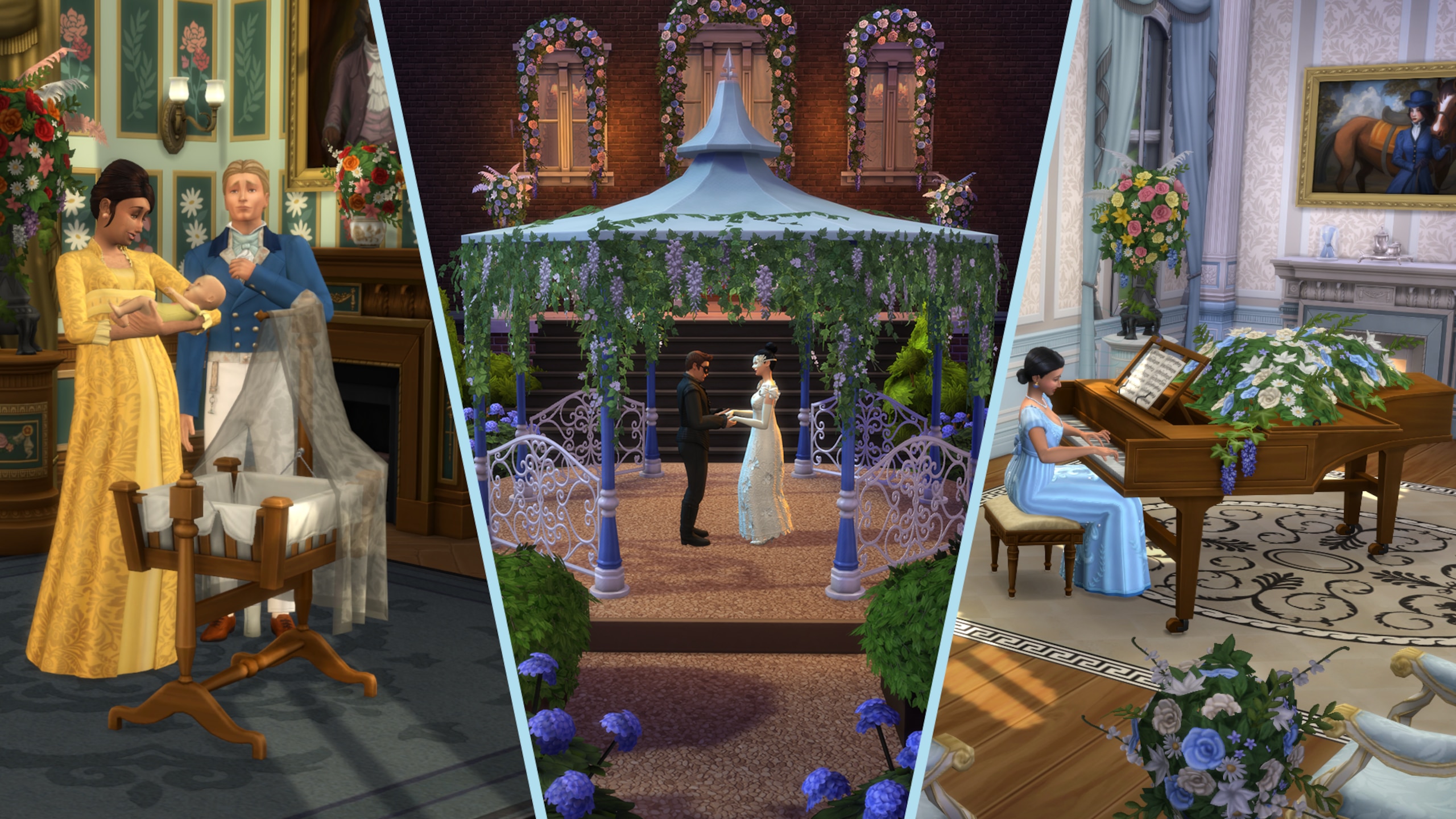The Sims 4 Zestaw modowy Bal Maskowy Lady Bridgerton oraz Zestaw Sali Balowej Lady Bridgerton / Netflix i EA
