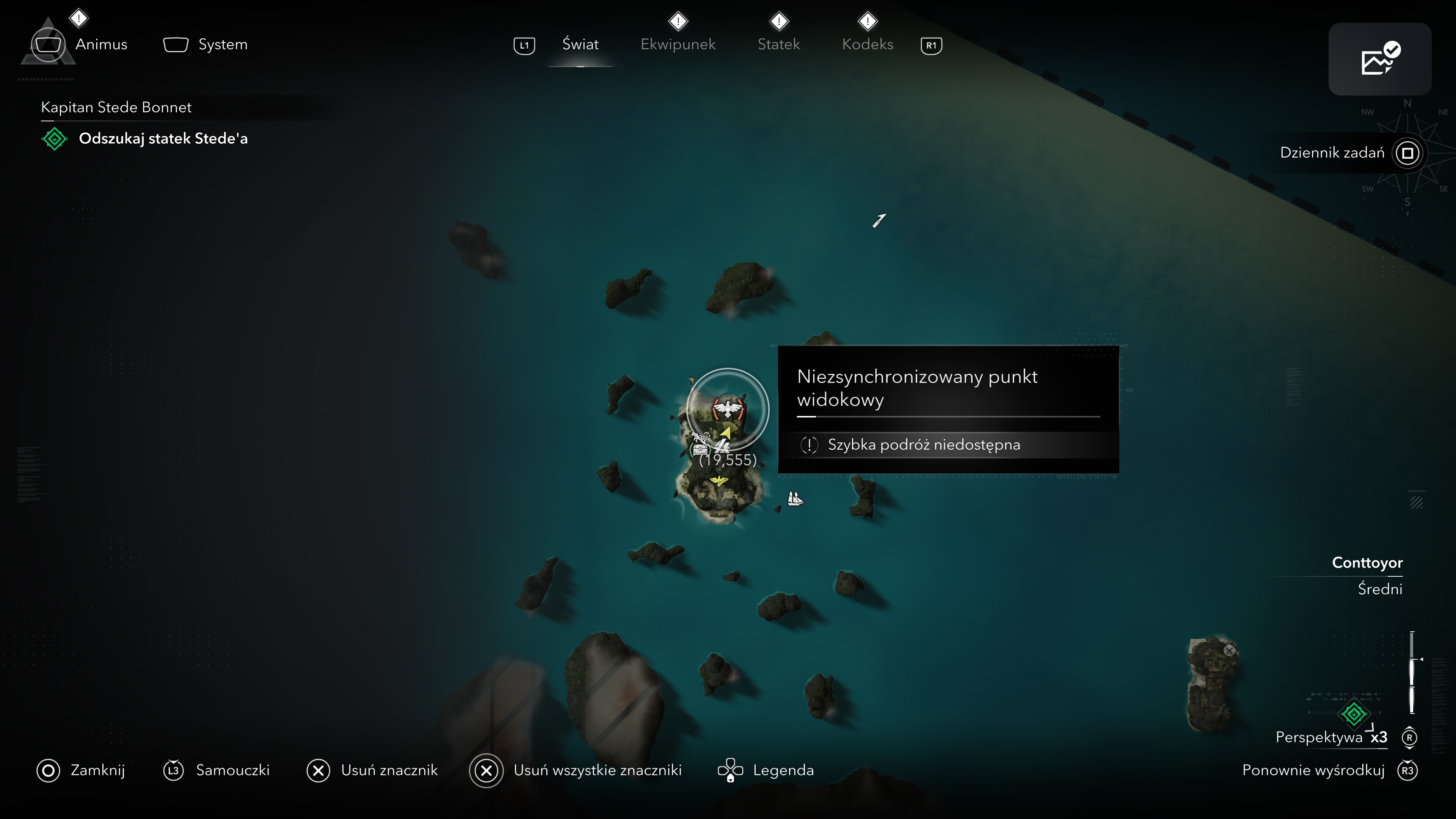 Assassin's Creed Black Flag Resynced - Wieże synchronizacyjne, punkty widokowe na Wyspa Ofiarna