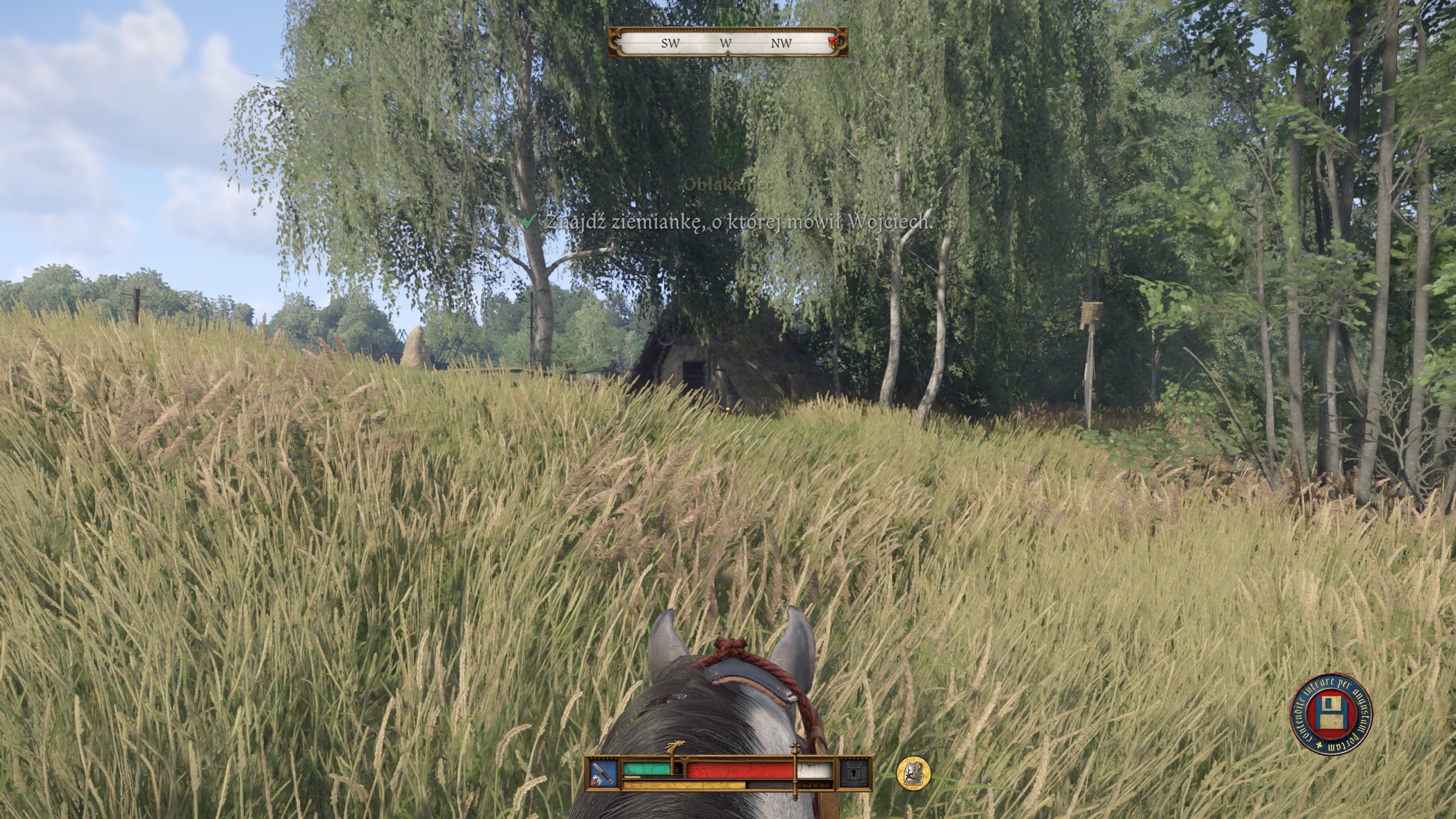 Kingdom Come Deliverance 2 - Obłąkaniec: ziemianka, mężczyzna, miecz, chata, wskazówki