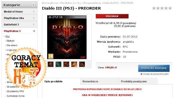 HOT: Diablo III na PS3 w lipcu 2013 roku? [UPDATE]